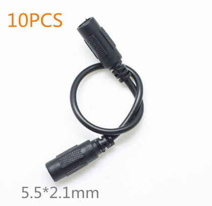 10X CCTV DC Power Plug Adapter Cable/Cord 5.5x2.1mm Female Socket to 5.5x 2.1mm