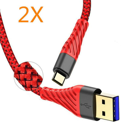 2X 6FT USB 3.0 Type C Cable Nylon USB A to USB C Cable for Samsung S 9 S10+ NOTE