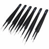 6pcs ESD Safe Anti-Static Stainless Steel Tweezers Set Maintenance Repair Tools