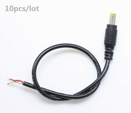 10pcs 5.5*2.1mm Male DC Power Plug Connector CCTV PSU Pigtail CABLE Jack 12V