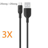 3x Micro USB data charger cable Cord USB 2.0 A male to Micro B  20AWG + 28awg