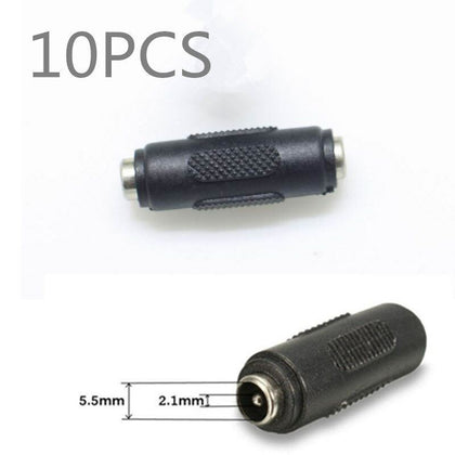 10 Pcs 2.1mm X 5.5mm Dc Cctv Power Cord Coupler Female to Female Jack Adapter