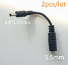 2pcs 4.0mm x 1.35mm Male to 5.5mm x 2.1mm female socket DC Power Adapter cable