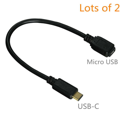 2pcs USB-C 3.1 Type C Male to Micro USB Female Converter Cable Adapter Connector