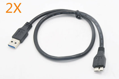 2X USB 3.0 CABLE CORD FOR BACKUP PLUS SLIM PORTABLE EXTERNAL HARD DRIVE HDD US