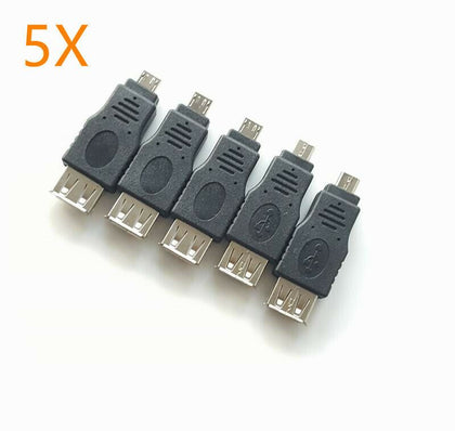 5x USB 2.0 A Female to Micro USB B 5Pin Male Data Adapter Converter Connector