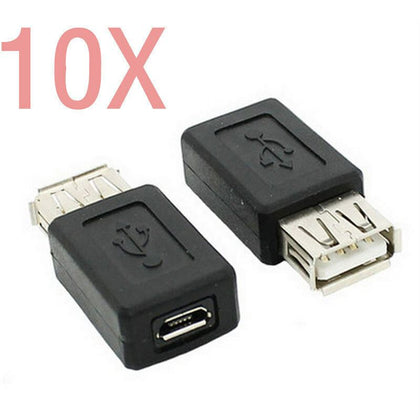 10x USB 2.0 A Female to Micro USB B 5Pin Female Data Adapter Converter Connector