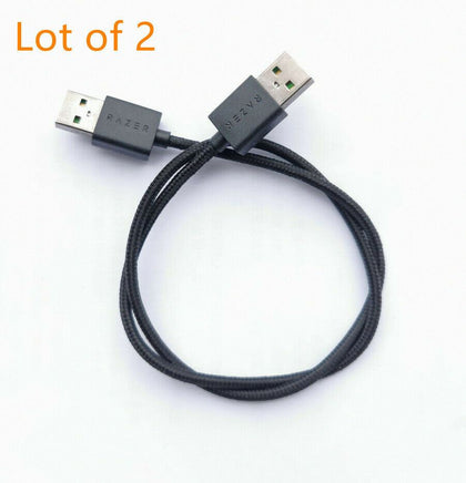 2X USB 2.0 A Male to A Male USB Nylon Data Charge Cable Cord for Razer Mouse