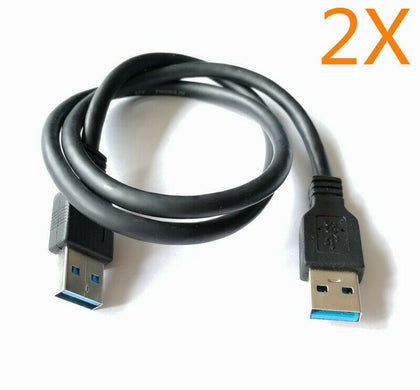 Lot of 2 USB 3.0 Cable Male to Male USB to USB Cable SuperSpeed Black 2 Feet