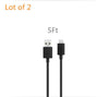 2pcs 5FT Micro USB Cable Black For Amazon Kindle Fire HD Oasis Kindle 3 3rd Mint